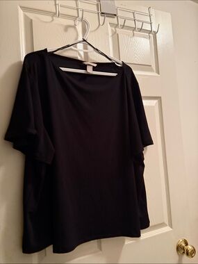 H&M Black boat neck Short Sleeve Top